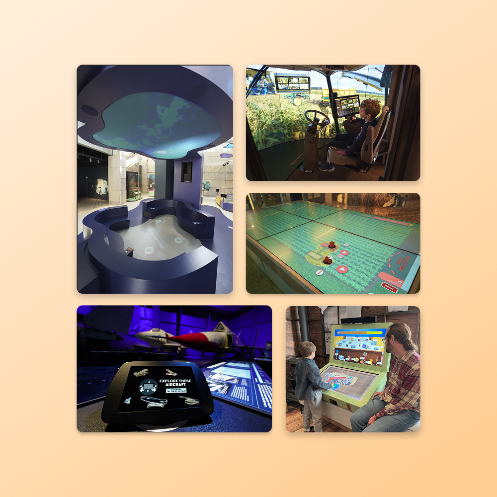 orange background with mosaic of images from different digital museum exhiits